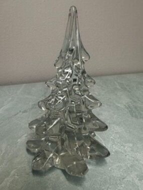 Fenton clear glass 6.5 inch tall tree holiday winter decoration